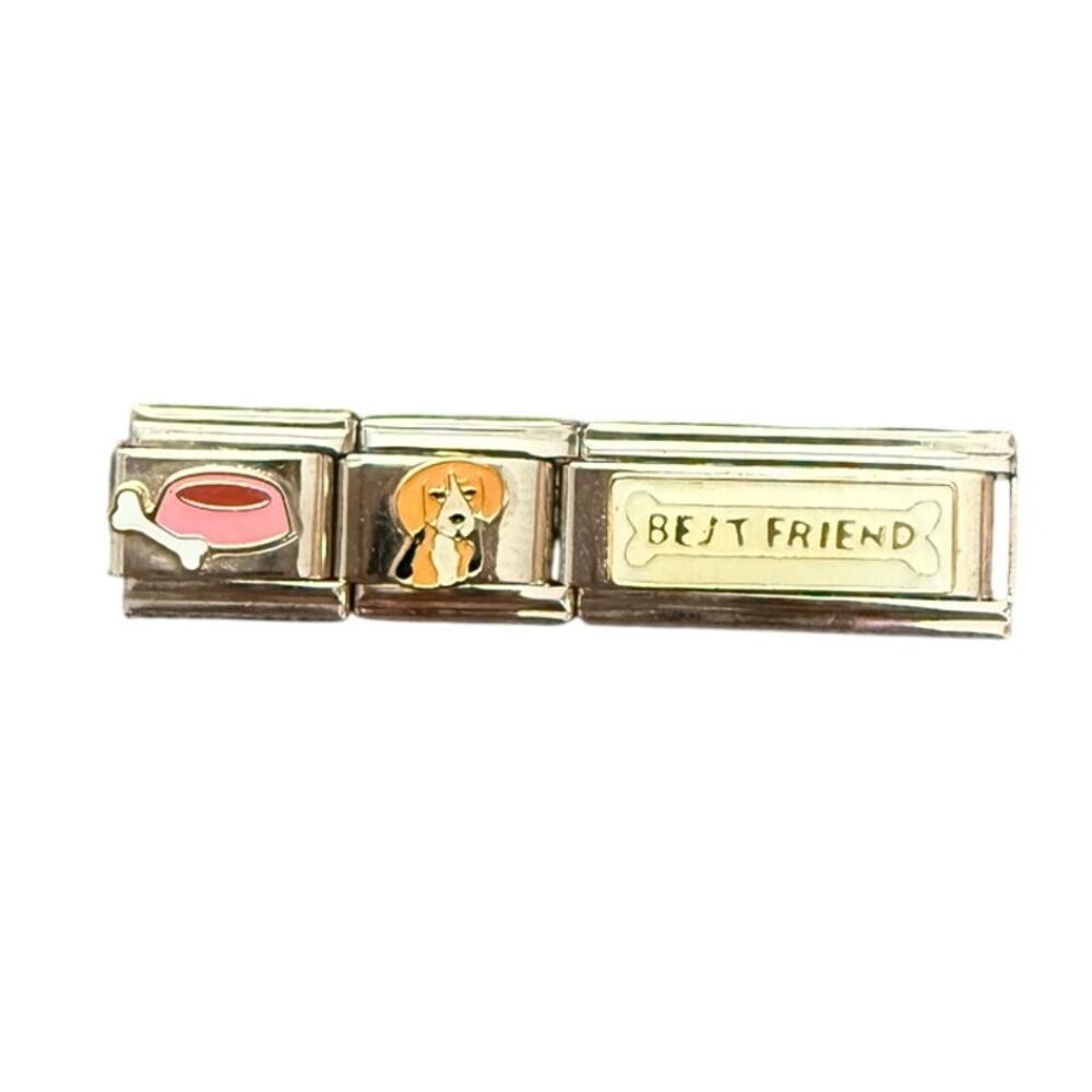 Beagle Dog Bone Bowl Silver Stainless Steel Italian Charms NEW Y2K Pet Animal